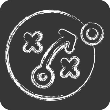 Icon SEO Stratejisi. Medya ve Reklam Sembolü ile ilgili. Tebeşir stili. düzenlenebilir