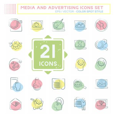 Simge Ayarlama Ortamı ve Reklamcılık. Optimizasyon sembolüyle ilgili. Renkli Leke Biçimi. düzenlenebilir