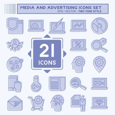 Simge Ayarlama Ortamı ve Reklamcılık. Optimizasyon sembolüyle ilgili. İki ton stili. düzenlenebilir