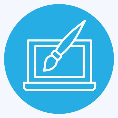 Simge Web Tasarımı. Medya ve Reklam Sembolü ile ilgili. Mavi gözlü. düzenlenebilir