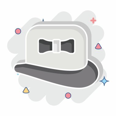 Simge Şapka. Moda sembolüyle ilgili. Çizgi roman. Basit tasarım düzenlenebilir