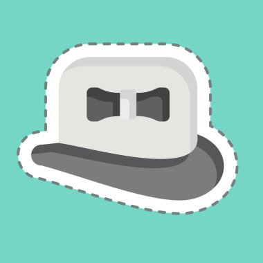 Çıkartma çizgisi şapkayı kesti. Moda sembolüyle ilgili. Basit tasarım düzenlenebilir