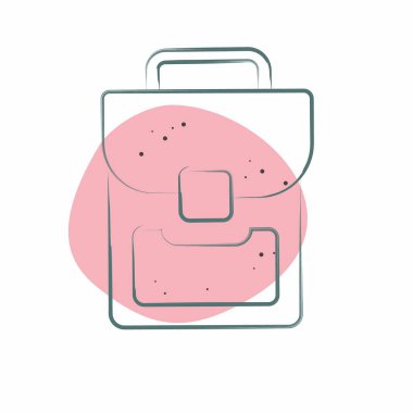 Simge Çantası Paketi. Moda sembolüyle ilgili. Renkli Leke Biçimi. Basit tasarım düzenlenebilir