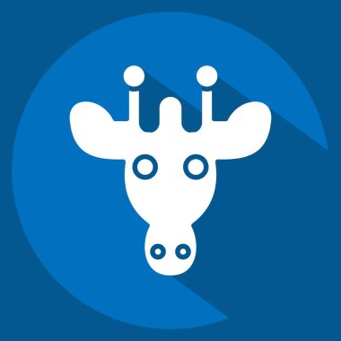 İkon zürafa. Hayvanlar sembolüyle ilgili. Uzun gölge tarzı. Basit tasarım düzenlenebilir