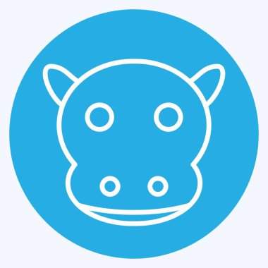 Icon Hippo. Hayvanlar sembolüyle ilgili. Mavi gözlü. Basit tasarım düzenlenebilir