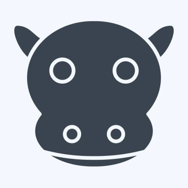 Icon Hippo. Hayvanlar sembolüyle ilgili. Kabartma tarzı. Basit tasarım düzenlenebilir
