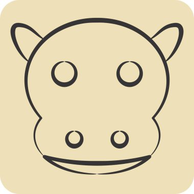 Icon Hippo. Hayvanlar sembolüyle ilgili. El çizimi tarzı. Basit tasarım düzenlenebilir
