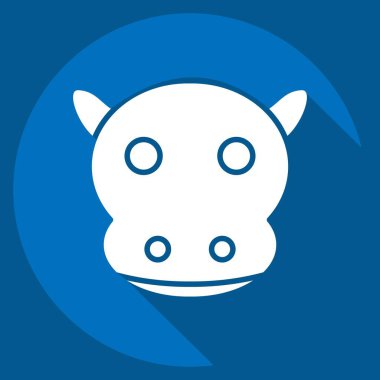 Icon Hippo. Hayvanlar sembolüyle ilgili. Uzun gölge tarzı. Basit tasarım düzenlenebilir