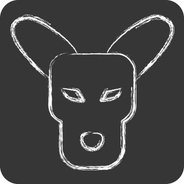 İkon Kangaro. Hayvanlar sembolüyle ilgili. Tebeşir stili. Basit tasarım düzenlenebilir