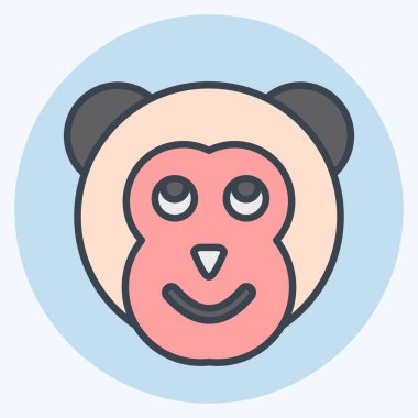 Simge Maymun. Hayvanlar sembolüyle ilgili. renk arkadaşı stili. Basit tasarım düzenlenebilir