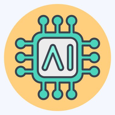 Simge yapay zeka çipleri. Yapay Zeka sembolüyle ilgili. renk eşi biçimi