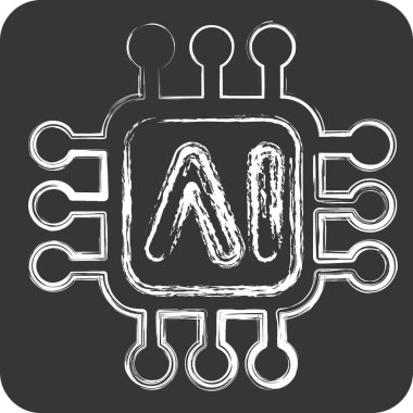 Simge yapay zeka çipleri. Yapay Zeka sembolüyle ilgili. tebeşir Biçimi