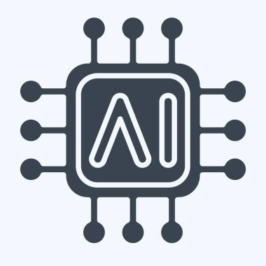 Simge yapay zeka çipleri. Yapay Zeka sembolüyle ilgili. Kabartma biçimi