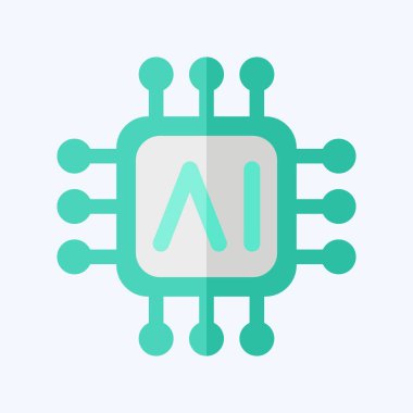 Simge yapay zeka çipleri. Yapay Zeka sembolüyle ilgili. düz biçim