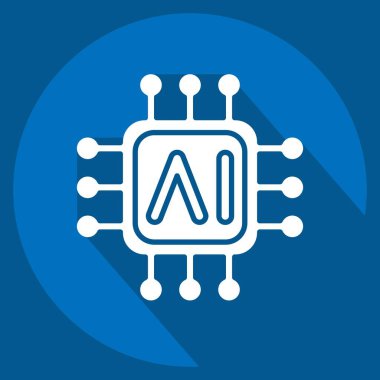 Simge yapay zeka çipleri. Yapay Zeka sembolüyle ilgili. uzun gölge biçimi