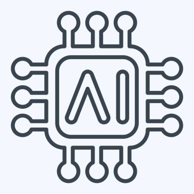 Simge yapay zeka çipleri. Yapay Zeka sembolüyle ilgili. satır biçimi