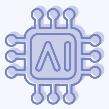 Simge yapay zeka çipleri. Yapay Zeka sembolüyle ilgili. iki ton biçimi