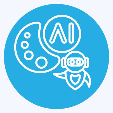 Simge Yapay Zeka Çizimi. Yapay Zeka sembolüyle ilgili. mavi gözler tarzı