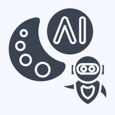 Simge Yapay Zeka Çizimi. Yapay Zeka sembolüyle ilgili. Kabartma biçimi