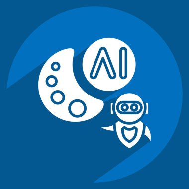 Simge Yapay Zeka Çizimi. Yapay Zeka sembolüyle ilgili. uzun gölge biçimi