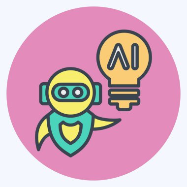 İkona Al fikri. Yapay Zeka sembolüyle ilgili. renk eşi biçimi