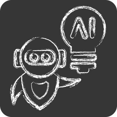 İkona Al fikri. Yapay Zeka sembolüyle ilgili. tebeşir Biçimi