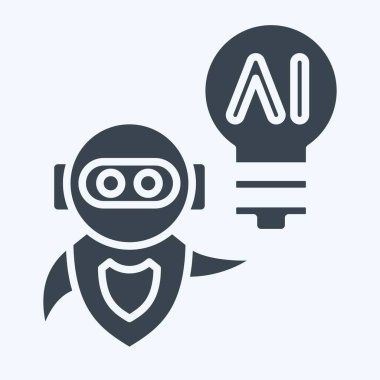 İkona Al fikri. Yapay Zeka sembolüyle ilgili. Kabartma biçimi