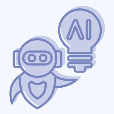 İkona Al fikri. Yapay Zeka sembolüyle ilgili. iki ton biçimi