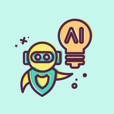 İkona Al fikri. Yapay Zeka sembolüyle ilgili. MBE biçimi