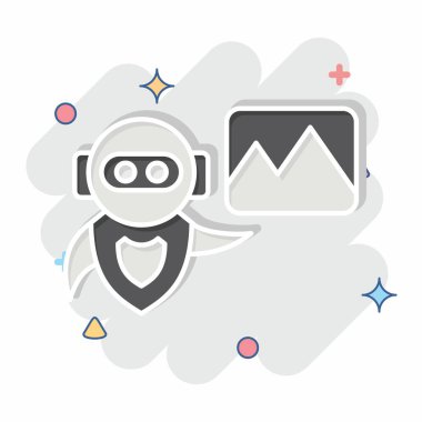 Simge Yapay Zeka Görüntüsü. Yapay Zeka sembolüyle ilgili. çizgi roman biçimi