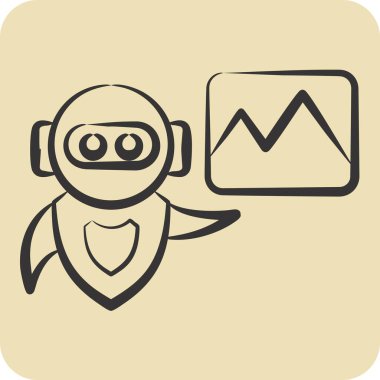 Simge Yapay Zeka Görüntüsü. Yapay Zeka sembolüyle ilgili. el çizimi biçim