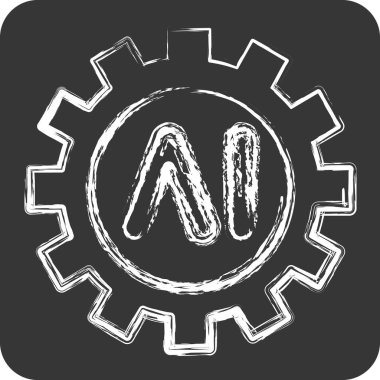 Simge Yapay Zeka Araçları. Yapay Zeka sembolüyle ilgili. tebeşir Biçimi