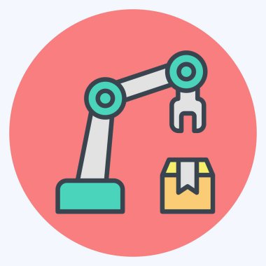 Simge Kol Robotu. Endüstri sembolüyle ilgili. renk arkadaşı stili. dizayn edilebilir