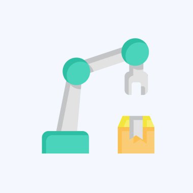 Simge Kol Robotu. Endüstri sembolüyle ilgili. Düz stil. dizayn edilebilir