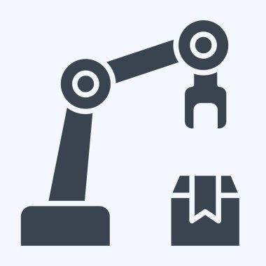 Simge Kol Robotu. Endüstri sembolüyle ilgili. Kabartma tarzı. dizayn edilebilir