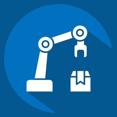 Simge Kol Robotu. Endüstri sembolüyle ilgili. Uzun gölge tarzı. dizayn edilebilir