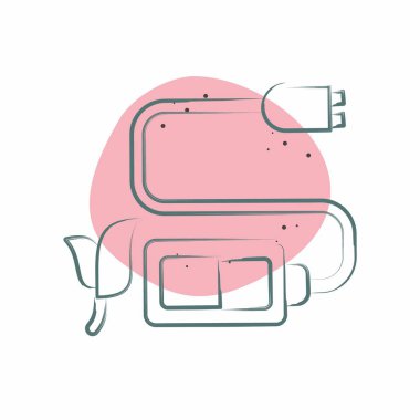 Simge Batarya Charger. Dünya 'yı Kurtarma sembolüyle ilgili. Renkli Leke Biçimi. düzenlenebilir