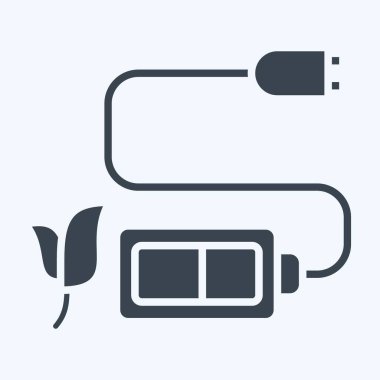 Simge Batarya Charger. Dünya 'yı Kurtarma sembolüyle ilgili. Kabartma tarzı. düzenlenebilir