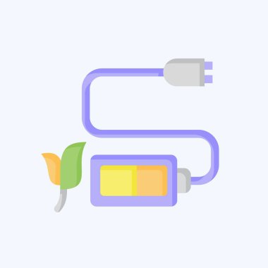 Simge Batarya Charger. Dünya 'yı Kurtarma sembolüyle ilgili. Düz stil. düzenlenebilir