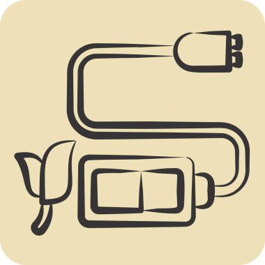 Simge Batarya Charger. Dünya 'yı Kurtarma sembolüyle ilgili. El çizimi tarzı. düzenlenebilir