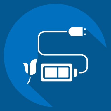 Simge Batarya Charger. Dünya 'yı Kurtarma sembolüyle ilgili. Uzun gölge tarzı. düzenlenebilir