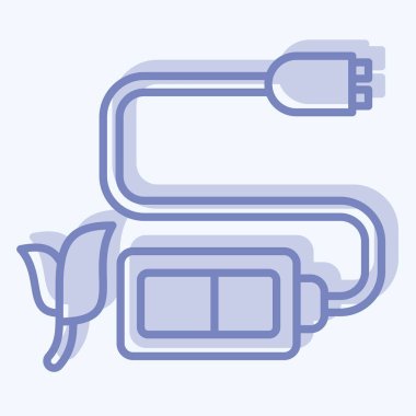 Simge Batarya Charger. Dünya 'yı Kurtarma sembolüyle ilgili. İki ton stili. düzenlenebilir