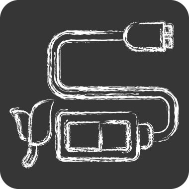 Simge Batarya Charger. Dünya 'yı Kurtarma sembolüyle ilgili. Tebeşir stili. düzenlenebilir