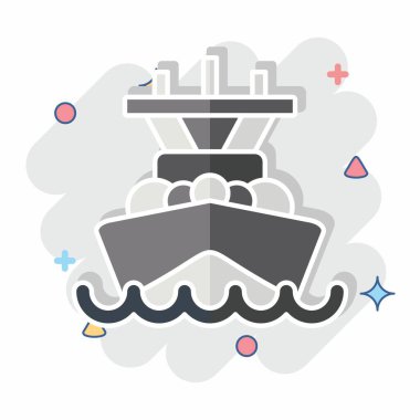 Simge Amiral Battı. Araç sembolüyle ilgili. Çizgi roman. düzenlenebilir