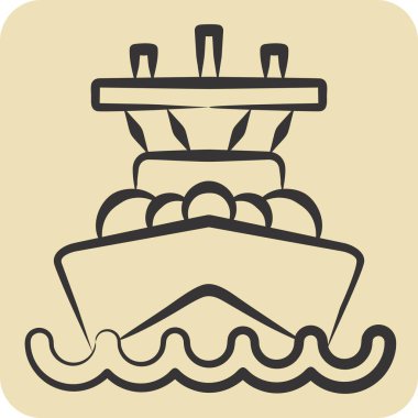 Simge Amiral Battı. Araç sembolüyle ilgili. El çizimi tarzı. düzenlenebilir