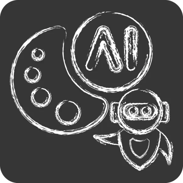 Simge Yapay Zeka Çizimi. Yapay Zeka sembolüyle ilgili. tebeşir Biçimi