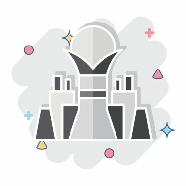 Icon Bayterek Kulesi. Kazakistan sembolüyle ilgili. Çizgi roman. dizayn edilebilir