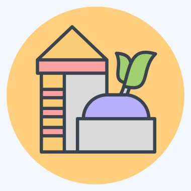 Icon Biogas Fırınları. Dünya 'yı Kurtarma sembolüyle ilgili. renk arkadaşı stili. düzenlenebilir