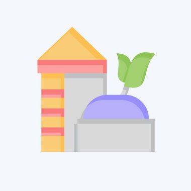 Icon Biogas Fırınları. Dünya 'yı Kurtarma sembolüyle ilgili. Düz stil. düzenlenebilir