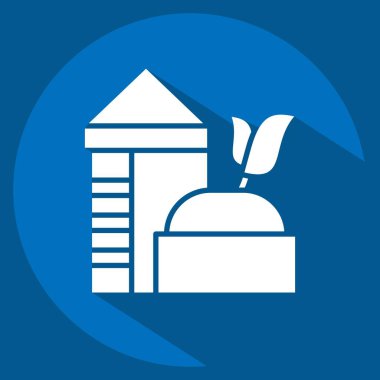 Icon Biogas Fırınları. Dünya 'yı Kurtarma sembolüyle ilgili. Uzun gölge tarzı. düzenlenebilir